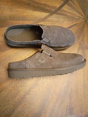 NWT UGG New Heights Mule Clog Gray Suede Men's Size 11 NWB Style 1178852